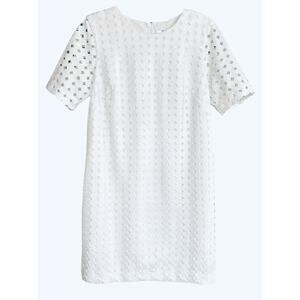 Banana Republic Dress Lace Eyelet Cutout Bridal Rehersal ShortSleeve White 12